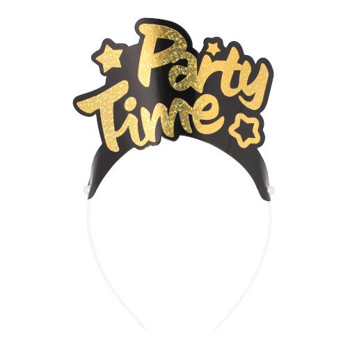24 x 4 Haarreifen schwarz/gold ""Party Time" "Metallic""