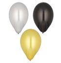 12 x 6 Luftballons Ø 25 cm schwarz/gold/silber