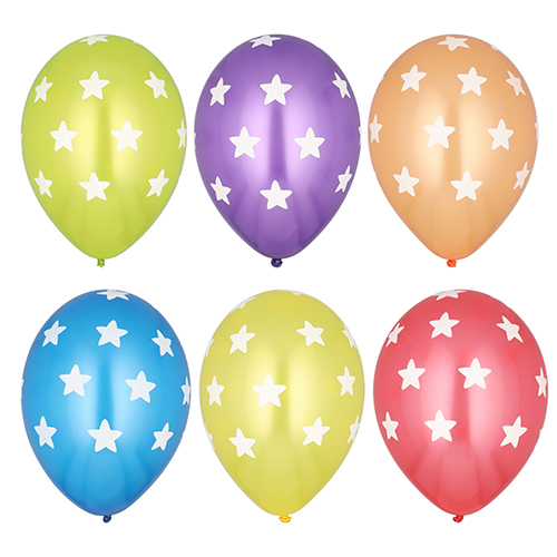 12 x 6 Luftballons Ø 29 cm farbig sortiert "Stars"