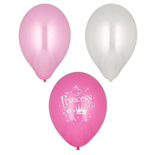 [37120] 12 x 6 Luftballons Ø 29 cm farbig sortiert "Princess"