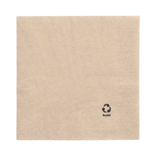 8 x 250 Servietten, 2-lagig 1/4-Falz 33 cm x 33 cm natur aus recyceltem Papier