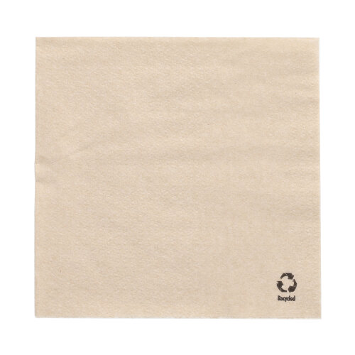 [37128] 10 x 500 Servietten, 1-lagig 1/4-Falz 33 cm x 33 cm natur aus recyceltem Papier