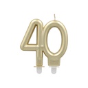 12 x Jubiläumskerzen mit Halter 7 cm gold "40"