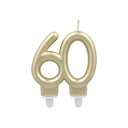 12 x Jubiläumskerzen mit Halter 7 cm gold "60"
