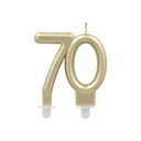 12 x Jubiläumskerzen mit Halter 7 cm gold "70"