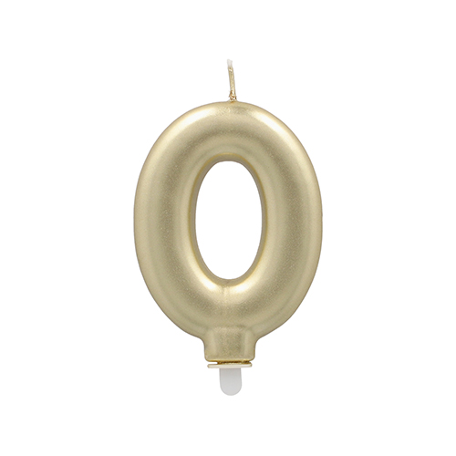 [37152] 12 x Zahlenkerze mit Halter 7 cm gold "0"