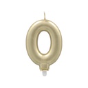 12 x Zahlenkerze mit Halter 7 cm gold "0"