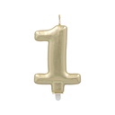12 x Zahlenkerze mit Halter 7 cm gold "1"