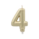 12 x Zahlenkerze mit Halter 7 cm gold "4"