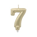 12 x Zahlenkerze mit Halter 7 cm gold "7"