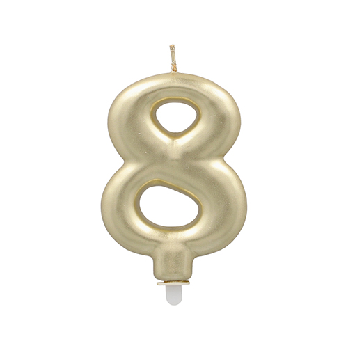 12 x Zahlenkerze mit Halter 7 cm gold "8"