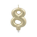 12 x Zahlenkerze mit Halter 7 cm gold "8"