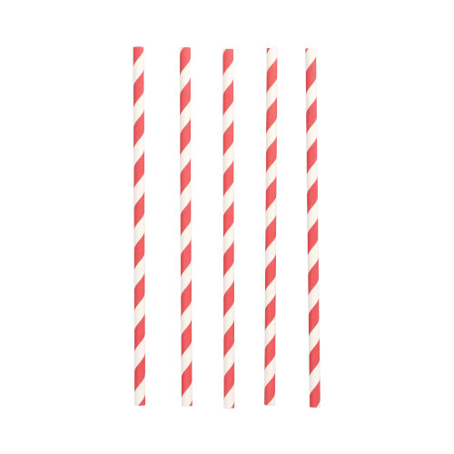 10 x 100 Trinkhalme Papier Ø 6 mm · 20 cm rot/weiss "Stripes"