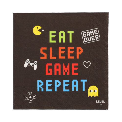 [37183] 10 x 20 Servietten, 3-lagig 1/4-Falz 33 cm x 33 cm "Gamer"