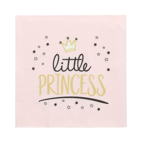 [37184] 10 x 20 Servietten, 3-lagig 1/4-Falz 33 cm x 33 cm "Little Princess"