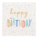 10 x 20 Servietten, 3-lagig 1/4-Falz 33 cm x 33 cm "Happy Birthday"