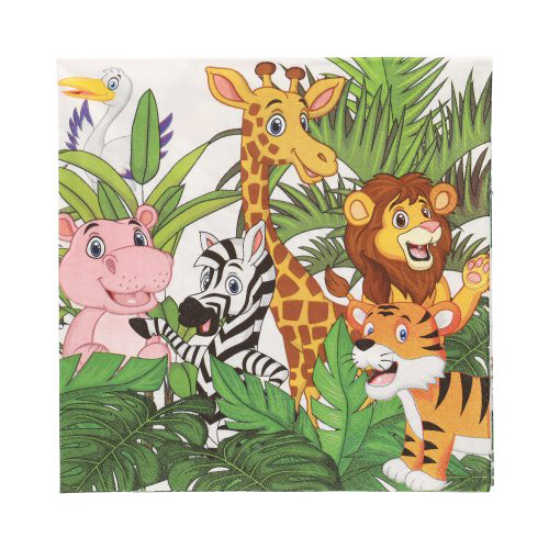[37186] 10 x 20 Servietten, 3-lagig 1/4-Falz 33 cm x 33 cm "Jungle"
