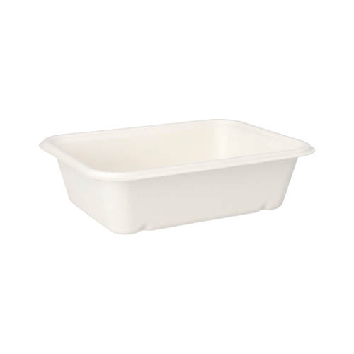 6 x 50 Schalen, Zuckerrohr "pure" ungeteilt 5,6 cm x 15,3 cm x 20,3 cm weiss