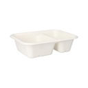 6 x 50 Schalen, Zuckerrohr "pure" 2-geteilt 5,6 cm x 15,3 cm x 20,3 cm weiss