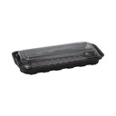 20 x 50 Sushi-Schalen R-PET rechteckig 21 cm x 8,8 cm x 4,3 cm schwarz mit transparentem Deckel