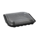 12 x 50 Sushi-Schalen R-PET rechteckig 21 cm x 18 cm x 4,3 cm schwarz mit transparentem Deckel