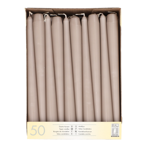2 x 50 Leuchterkerzen Ø 2,2 cm · 25 cm greige