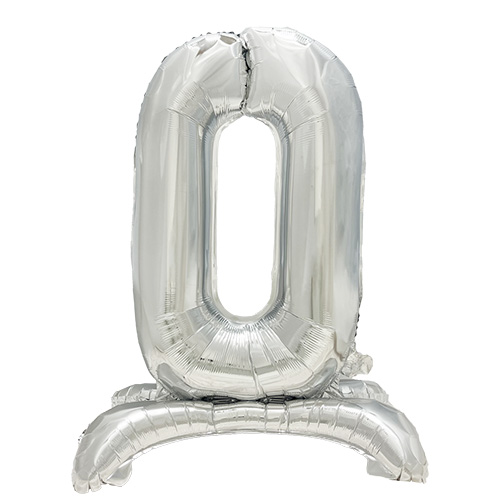 24 x Folienluftballon 73 cm silber "0" stehend