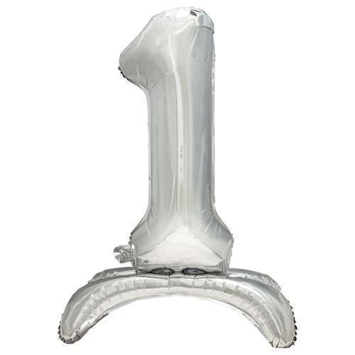 24 x Folienluftballon 73 cm silber "1" stehend