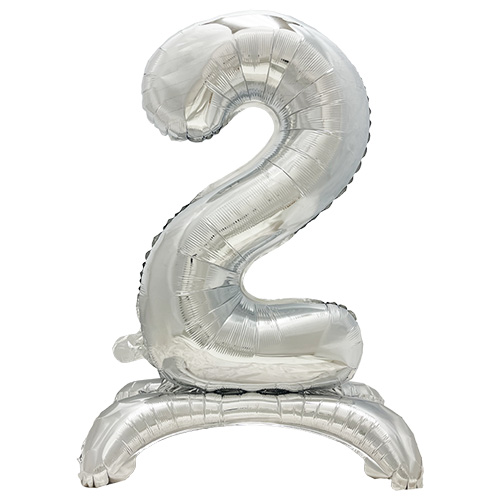 [37257] 24 x Folienluftballon 73 cm silber "2" stehend