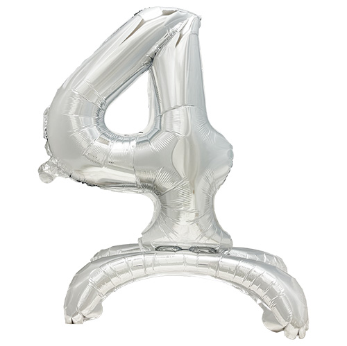 [37259] 24 x Folienluftballon 73 cm silber "4" stehend