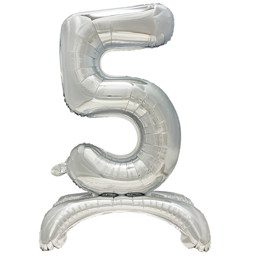 24 x Folienluftballon 73 cm silber "5" stehend