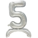 24 x Folienluftballon 73 cm silber "5" stehend