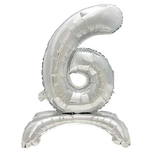 [37261] 24 x Folienluftballon 73 cm silber "6" stehend