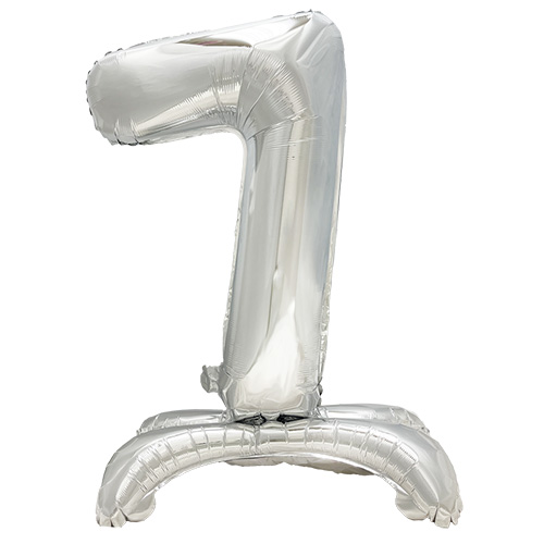 24 x Folienluftballon 73 cm silber "7" stehend