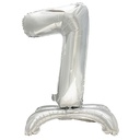 24 x Folienluftballon 73 cm silber "7" stehend