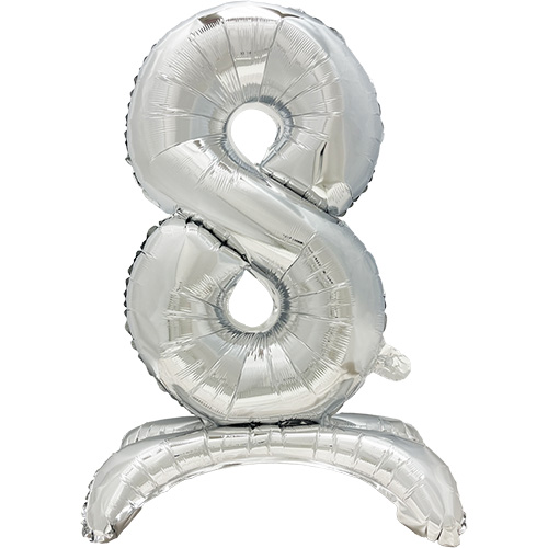 [37263] 24 x Folienluftballon 73 cm silber "8" stehend