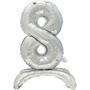 24 x Folienluftballon 73 cm silber "8" stehend