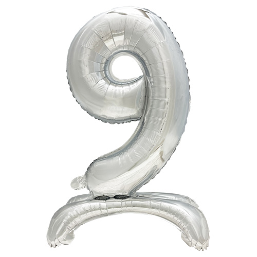 24 x Folienluftballon 73 cm silber "9" stehend