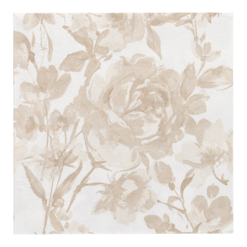 [37289] 8 x 20 Servietten "ROYAL Collection" 1/4-Falz 40 cm x 40 cm sand "Rose"