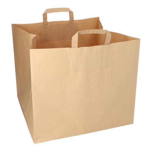 4 x 25 Tragetaschen, Papier XXL 33 cm x 37 cm x 34,5 cm braun mit Tragegriff