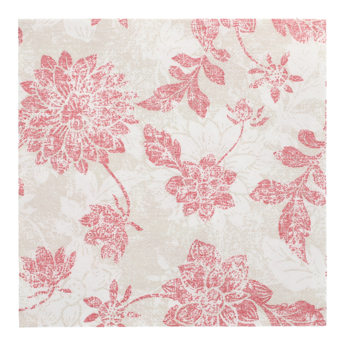 8 x 20 Servietten "ROYAL Collection" 1/4-Falz 40 cm x 40 cm bordeaux "Flowers"