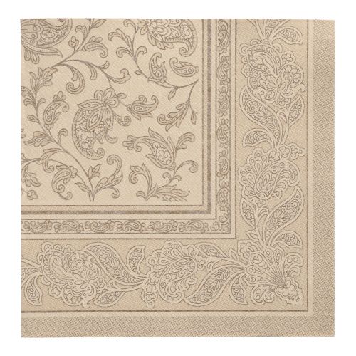 8 x 20 Servietten "ROYAL Collection" 1/4-Falz 40 cm x 40 cm sand "Ornaments"
