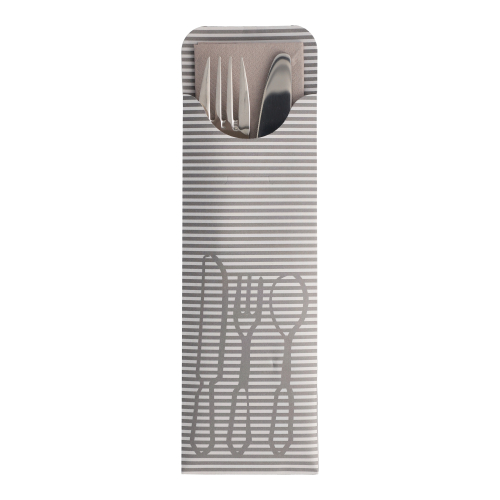 5 x 100 Bestecktaschen 23,5 cm x 7,3 cm grau inkl. farbiger Serviette