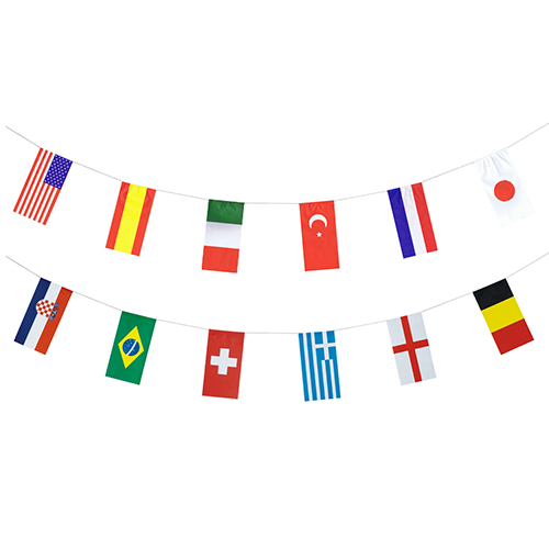 [81082] 10 x Flaggenkette, Papier 10 m "32 Nations" schwer entflammbar