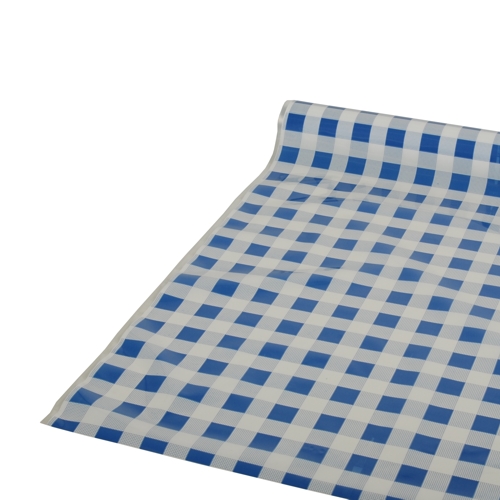 6 x Tischdecke, Folie 50 m x 80 cm blau "Karo"