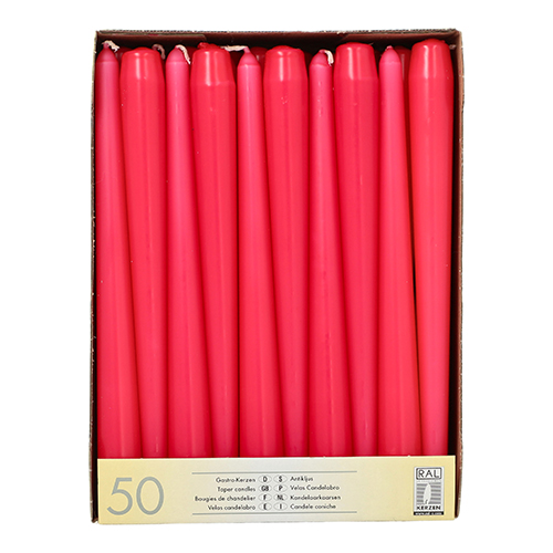 2 x 50 Leuchterkerzen Ø 2,2 cm · 25 cm fuchsia