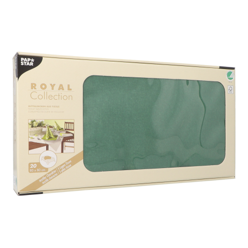 5 x 20 Mitteldecken, Tissue "ROYAL Collection" 80 cm x 80 cm dunkelgrün