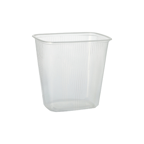[82048] 10 x 100 Verpackungsbecher, PP eckig 500 ml 10,1 cm x 8,1 cm x 10,8 cm transparent