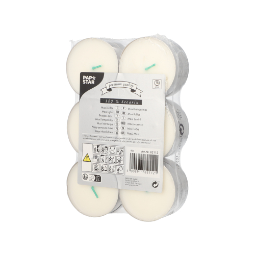 [82112] 12 x 12 Maxi Lichte Ø 59 mm · 20 mm weiss aus 100 % Stearin