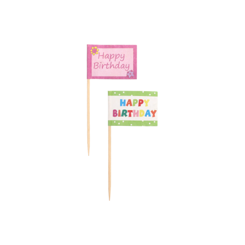 12 x 20 Deko-Picker 8 cm "Happy Birthday"